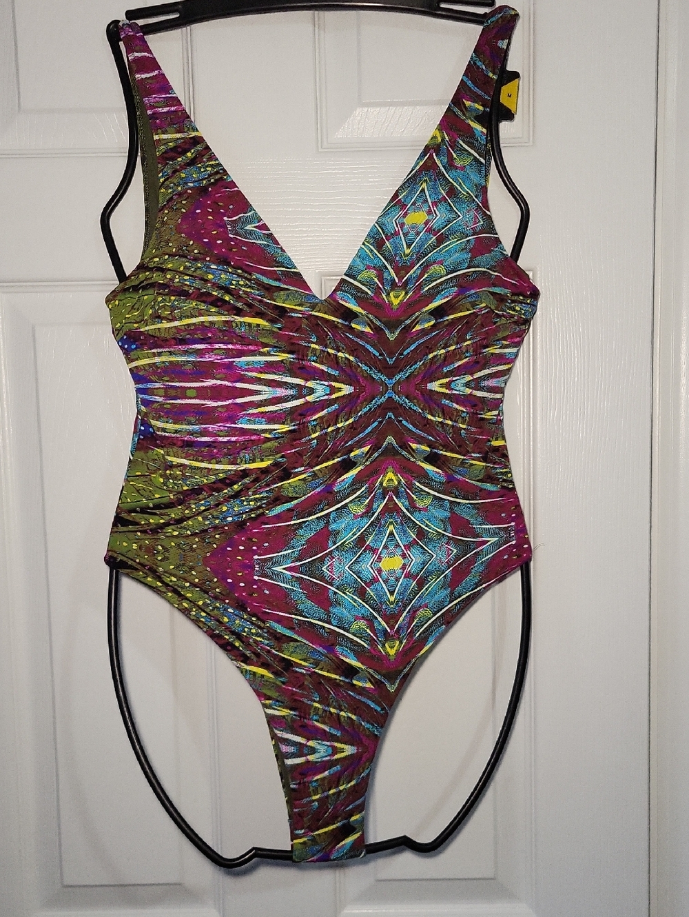 Girls Multicolor Geometric V-Neck One-Piece Bodysuit